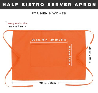 Chef Works Unisex Half Bistro Server Apron - color: Tangerine, 1 Pack