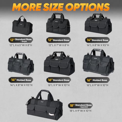 TICONN Heavy Duty Tool Bag Organizer, Small Tool Box with Ergonomic Handle - color: Black, size: 12" Basic Version