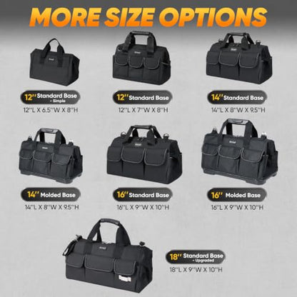 TICONN Heavy Duty Tool Bag Organizer, Small Tool Box with Ergonomic Handle - color: Black, size: 12" Basic Version