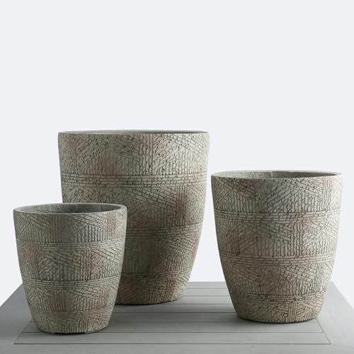 17.7"+13.7"+11.4" Weathered Concrete Planters with Drainage Hole Set of 3 - color: Gray, size: Set of 3