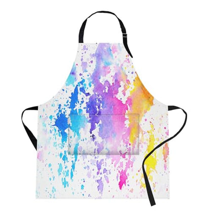 Britimes Apron with Pockets, 32x28 inch, for Women Men, Colorful Paint - color: Watercolor