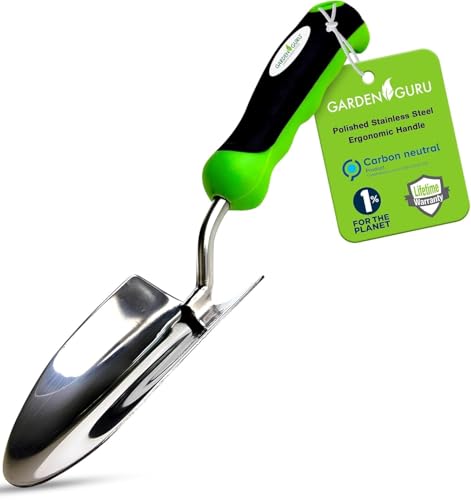 Garden Guru Heavy Duty Garden Trowel Hand Shovel for Gardening - Strong Stainless Steel - Rust Resistant - Ergonomic Grip - Perfect Trowel Garden Tool for Soil Digging Planting Transplanting Weeding - size: 1 Pack, style: Stainless Steel