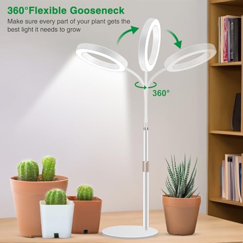 Aumtrly Desk Grow Light Full Spectrum with Base for Indoor Plants Growing - size: 1 head 24.5inch/white