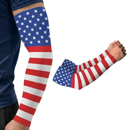 ARMORAY Arm Sleeves for Men UV Protection Cooling SPF 50 Sun Sleeves Sports - color: Usa Flag