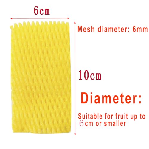 Markeny Fruit Protection Mesh Bags Transport Packing Vegetable Fruit Fragile Items Dedicated Fruit Mesh Bags for Large Supermarkets, Fruit Shops (50PCS Yellow-10x6cm) - size: 50PCS Yellow-10x6cm