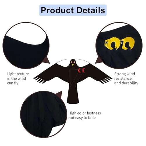 eyijklzo Bird Scarer Hawk Flying Kite Without 13ft Pole-Only Black Kite - style: Black-Only kite