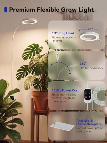 GLOWRIUM Grow Lights for Indoor Plants,Full Spectrum Plant Light with Stand - color: White-Single Head