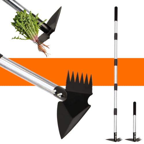 Weed Puller Tool with Long Handle, Weed Rake for Weeding, Hoe Garden Tool