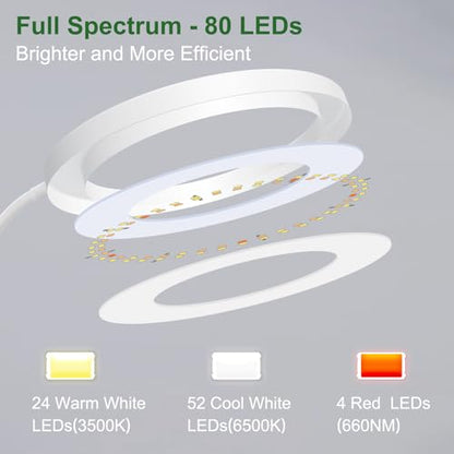 wolezek Grow Lights for Indoor Plants Full Spectrum, 80 LEDs 3 Colors - color: White 3 pack