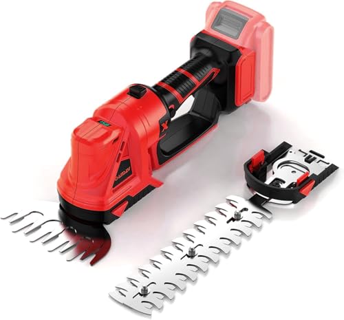 Cordless Hedge Trimmer for Milwaukee 18V Battery (No Battery) - Electric Hedge Trimmer Cordless Grass Trimmer, Bush Trimmer & Grass Shears for Yard，Brushless Motor，Powerful & Lightweight - color: red
