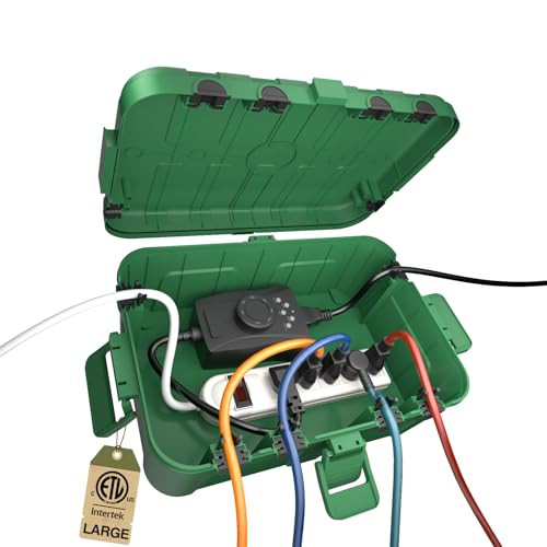 Flemoon Large Outdoor Electrical Box, IP54 Waterproof Extension Cord Cover - color: Green, size: Large