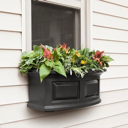 Mayne Nantucket 24in Self-Watering Rectangular Window Box Planter, Black - color: Black, size: 24in