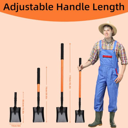 Small Square Shovel 43.3Inches Heavy Duty Garden Tools with Metal Handle, Small Transfer Spade for Digging Camping Car Beach Shovel, Orange - color: Orange