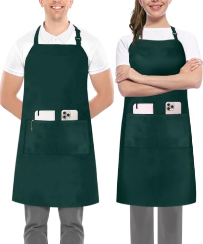 Utopia Kitchen Bib Aprons 2 Pack Adjustable With 2 Pockets - color: Green