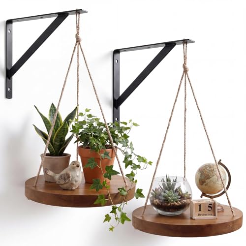 Xuhal 2 Set Hanging Plant Shelf with Hooks Macrame Plant Hanger Indoor