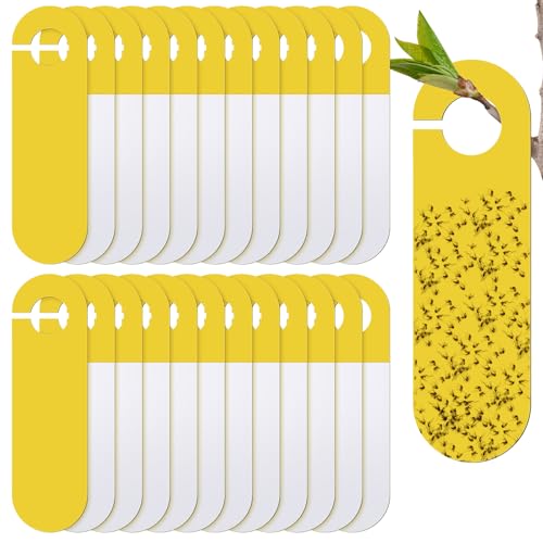 Qualirey 50 Pack Yellow Sticky Hanging Traps Dual Sided Fungus Gnat Traps for House Indoor Plants Gnat Killer Whiteflies Aphids Leaf Miners Fruit Flying Insect Catcher Glue Trap