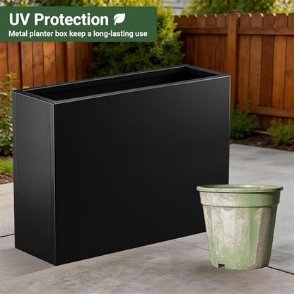 36" Metal Planter Box, Large Rectangular Window Box - size: 36”L x 12”W x 26“H