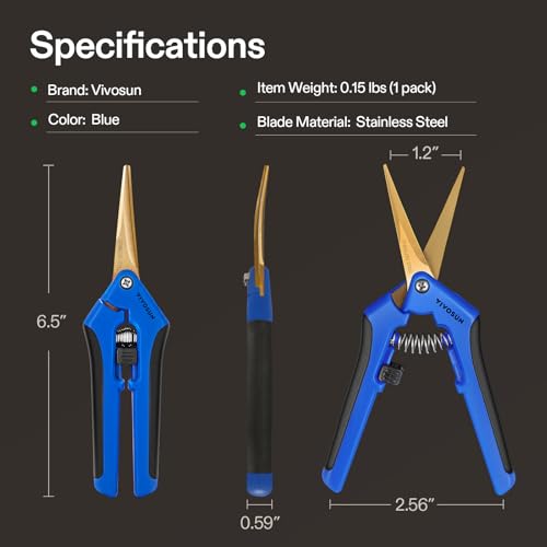 VIVOSUN 6.5 Inch Garden Scissors, Blue Pruning Shears for Plants, 2-Pack - style: Blue Curved Blade
