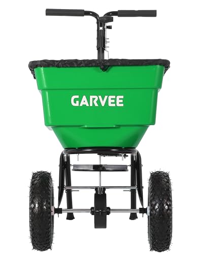 Heavy Duty 100L Push Broadcast Spreader – 12FT Spreading Width, 13" All-Terrain Wheels, Adjustable Current, Walk-Behind Lawn & Garden Seeder for Fertilizer, Grass Seed, Salt, Ice Melt – Green