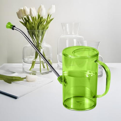 Plastic Watering Can - Small with Long Spout - 1/4 Gallon - 32 Oz - Green - color: Green