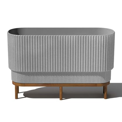 Veradek Demi Series Raised Long Planter - Wide Planter with Stand - color: Grey/Brown, size: 30 inch