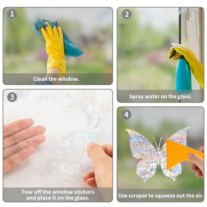 YUOROS 30 Anti Collision Window Decals for Bird Strike Prevention - color: Butterfly, Leaf