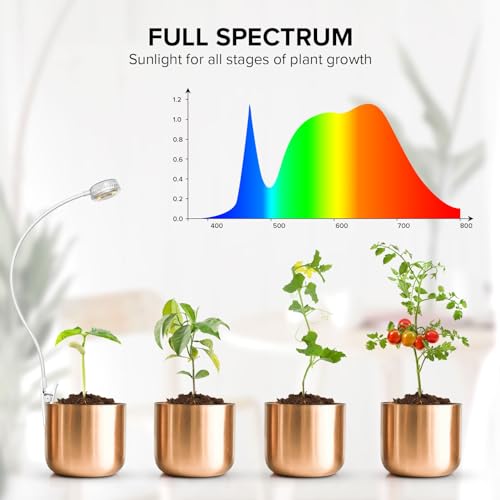 Small Clip-On Grow Light for Indoor Plants, Full Spectrum Timer - size: 1-Pcak
