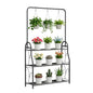 SORCEDAS Plant Stand Outdoor Indoor 3 Tier Metal with Hanging - size: 3 Tier With Hanging-Dark Grey