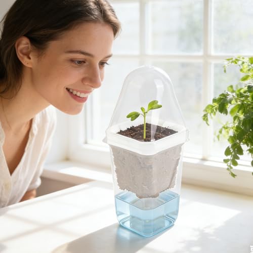 12 Sets 2.5" Mini Self Watering Pots with Humidity Dome & Plant Labels