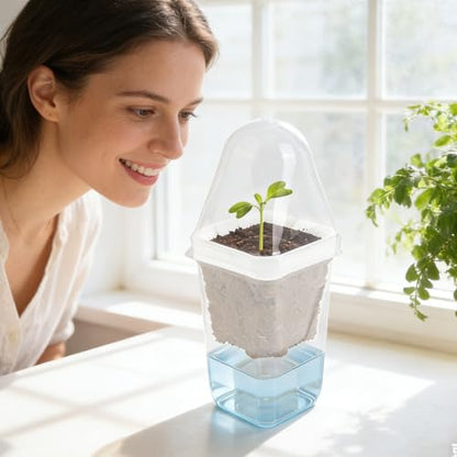 12 Sets 2.5" Mini Self Watering Pots with Humidity Dome & Plant Labels