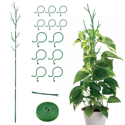 Stackable Monstera Plant Support Stakes,Plant Trellis for Indoor Climbing Plants, Tree Branch Shape Modular Plant Support Pole for Monstera, Pothos, Ivy - Green (52inch)