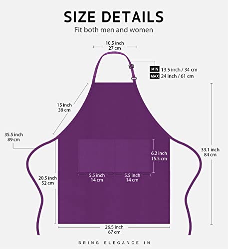 Syntus Apron for Men Women, Adjustable Cooking Kitchen Apron with 2 Pockets - color: Basic Purple, style: 2 Polyester