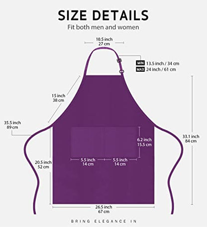 Syntus Apron for Men Women, Adjustable Cooking Kitchen Apron with 2 Pockets - color: Basic Purple, style: 2 Polyester