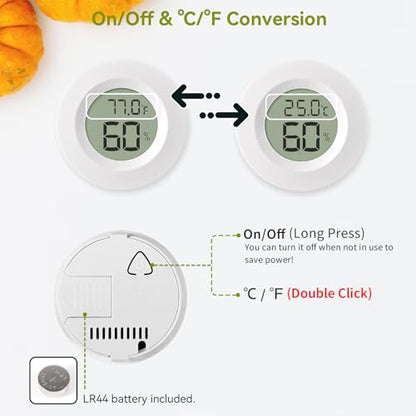 Atogou 2-Pack Mini Hygrometer & Thermometer, Indoor Digital Humidity Meter - color: White 2-pack