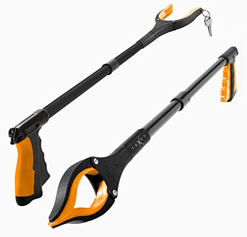 Grabber Reacher Tool - 2 Pack - Latest Version Long 32 Inch Foldable Pick Up Stick - Strong Grip Magnetic Tip Lightweight Trash Picker Claw Reacher Grabber Tool Elderly Reaching - by Luxet (Orange) - color: Orange