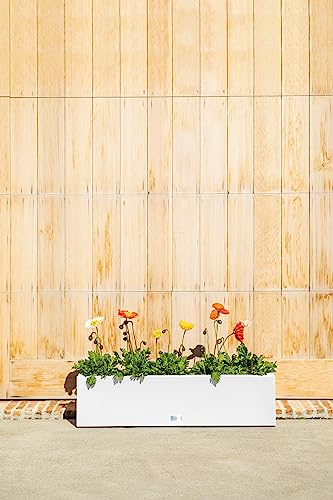 Veradek Block Series Trough Planter - Rectangular Outdoor Window Box - color: White