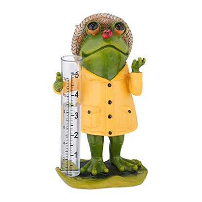 Relaxdays Rain Gauge Frog, Weatherproof, Indicator, H x W x D: 19 x 10.5 x