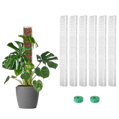 EOX Plastic Moss Pole for Monstera and Climbing Plants, 24-Inch, 6-Pack