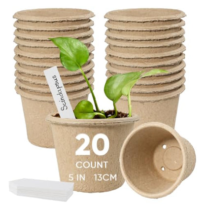 20 Pack 5 Inch Biodegradable Nursery Peat Pots