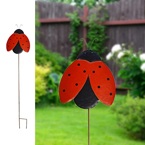Metal Garden Stakes Spring Yard Sign Decorative Plant Stake Lawn Art Patio Decor Pathway Ornaments Indoor Outdoor Decoration (Ladybug) - color: Ladybug