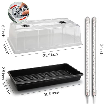 4-Pack 1020 Seed Starter Tray with Grow Light & 6.3" Tall Humidity Dome - size: 4p 1020Trays+6.3''Domes+Lights