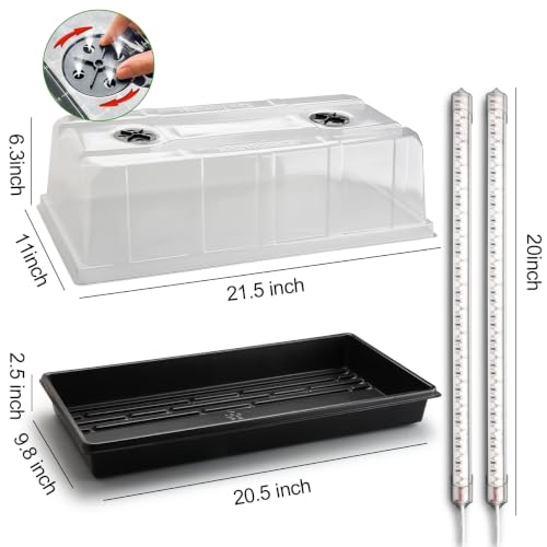 4-Pack 1020 Seed Starter Tray with Grow Light & 6.3" Tall Humidity Dome - size: 4p 1020Trays+6.3''Domes+Lights