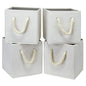 Foldable Storage Cube Bins Beige-White Bamboo Fabric Collapsible Resistant Basket Box Organizer with Cotton Rope Handle for Home Office and Nursery 10.5x10.5x11 inch