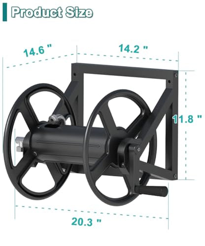 Artigarden Garden Hose Reel Wall Mounted, Outdoor Water Hose Holder Black - color: Black
