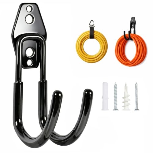 Garage Hanging Hooks Wall Mount, Garage Tool Storage Hooks, Wall Hangers for Hose, Tools, Garden Equipment, Ladder, Bikes, Broom and mop, Black - color: Black 1 Pcs