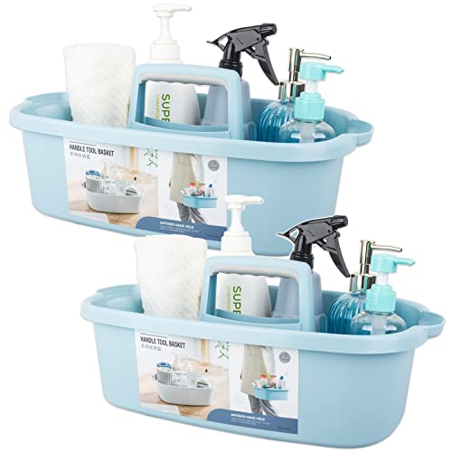 Large Cleaning Supplies Caddy Portable Shower Caddy Basket Blue 2 Pack - color: Blue, size: Large, 2pcs