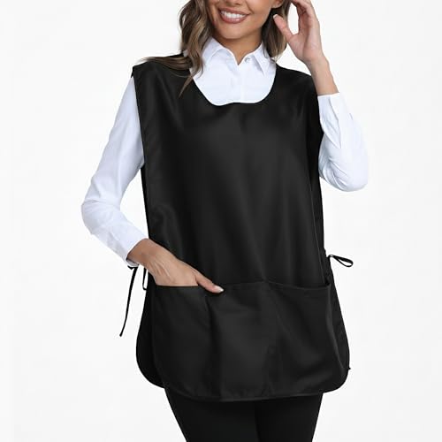 Xeoxarel Unisex Cobbler Apron with 3 Deep Pockets, Smock Vest Apron - color: 1 Pack - Black