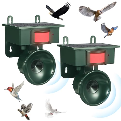 2026 Solar Ultrasonic Bird Repellent Devices Bird Repeller Outdoor IP65 Motion Activated Bird Deterrents for Outside Pigeon Repellent Woodpecker Goose Deterrent for Rooftops Porch Patio Balconies(2)