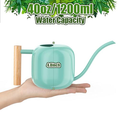 Green Moon 1.2L/41oz Metal Metal Watering Can with Long Spout, Mint Green - color: Mint Green