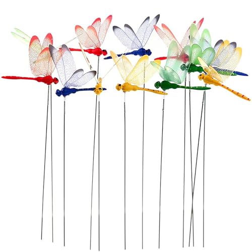 24 Pieces Dragonfly Garden Stakes 3D Dragonfly Garden Decor